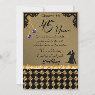 Invitation 45e Anniversaire Dance Party Purple Heart Gem Dama