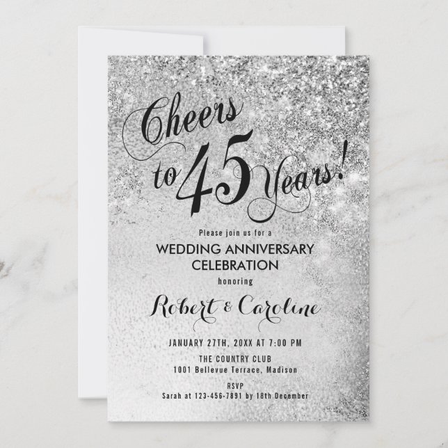 Invitation 45e Anniversaire de Mariage Argent (Devant)