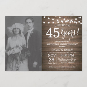 Invitation 45e Anniversaire de Mariage Bois Rustique