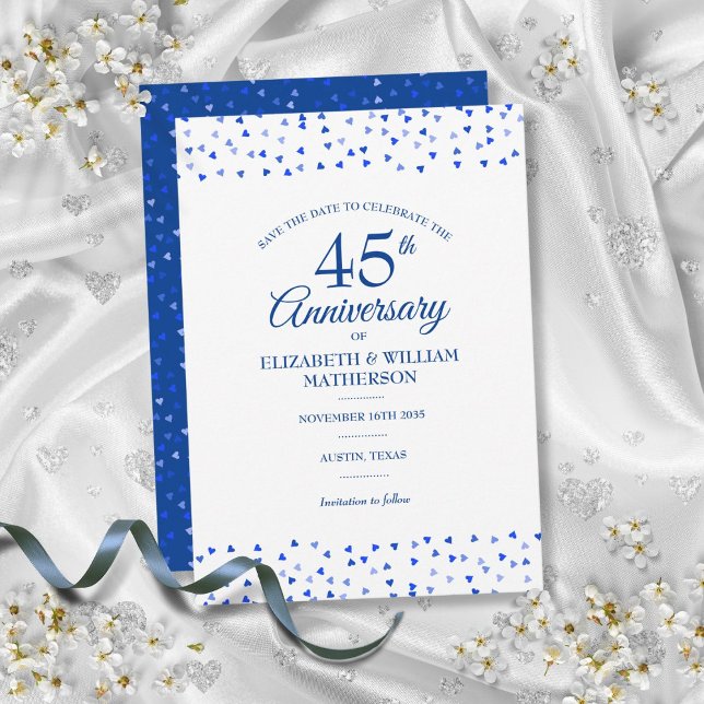 Invitation 45e anniversaire de mariage Cœurs d'amour Date à r (45th 65th Anniversary Love Hearts Save the Date Invitation)