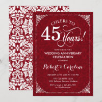 45e anniversaire de mariage - Damassé rouge blanc