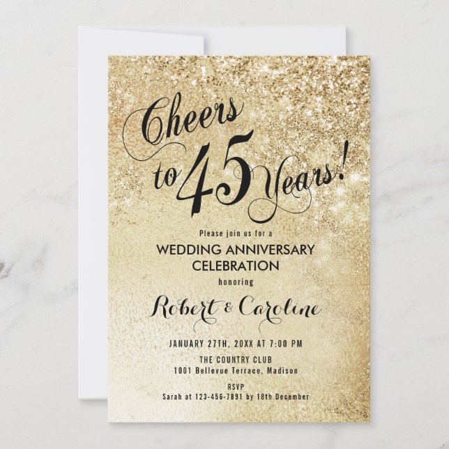 Invitation 45e anniversaire de mariage en or (Devant)