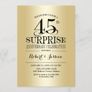 Invitation 45e anniversaire de Mariage surprise - Or