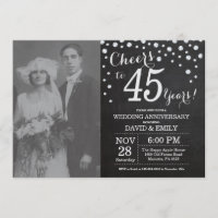45e Anniversaire de Mariage Tableau Noir Argent