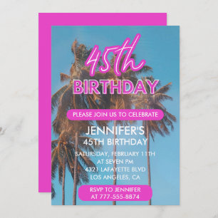 Invitation 45e anniversaire d'invitation Summer Tropical Palm