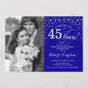 Invitation 45e anniversaire du Mariage avec photo - Silver Bl