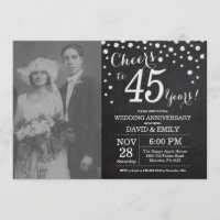 45e anniversaire du Mariage Chalkboard Black Silve