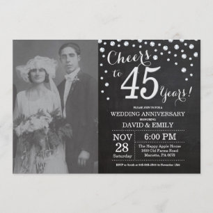 Invitation 45e anniversaire du Mariage Chalkboard Black Silve