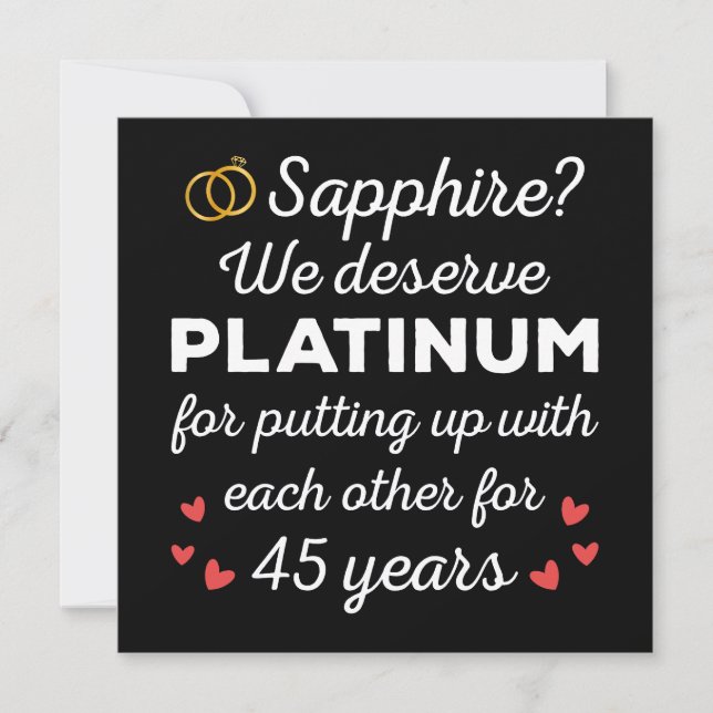 Invitation 45e anniversaire du Mariage I - Sapphire Funny Cou (Devant)