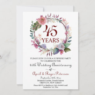 Invitation 45e anniversaire du Mariage surprise Sapphire Flor
