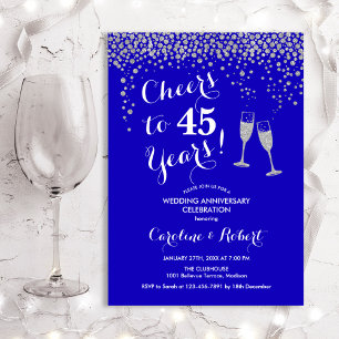 Invitation 45e anniversaire - Joyeux à 45 ans Silver Blue