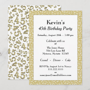 Invitation 45e anniversaire, Motif des numéros Gold/White