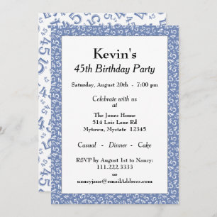 Invitation 45e anniversaire, Motif du numéro blanc bleu