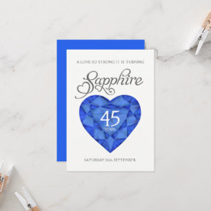 Invitation 45e Sapphire mariage forte aquarelle coeur bleu
