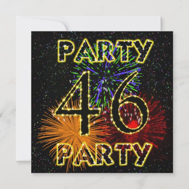 Invitation 46e anniversaire avec feu d'artifice (Devant)