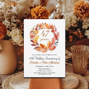 Invitation 47e anniversaire de Mariage Automne Floral Garland