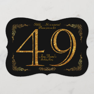 Invitation 49e,Fête d'anniversaire 49e,grand Gatsby,noir & or