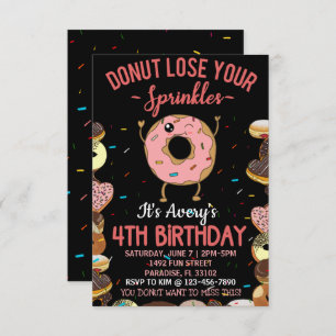 Invitation 4 Anniversaire Donut Perdre tes arroses Filles