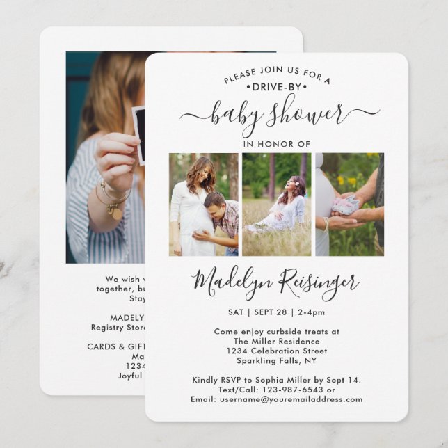 Invitation 4 Baby shower De Distances Sociales Conduite Par P (Devant / Derrière)