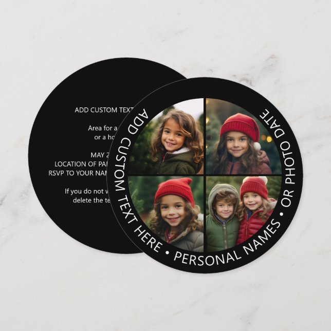 Invitation 4 Collage photo avec courbure Texte personnalisé a (Devant / Derrière)