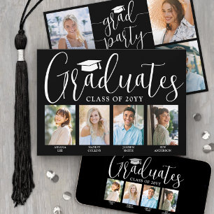 Invitation 4 Grads Photos Joint Graduation Party Black White