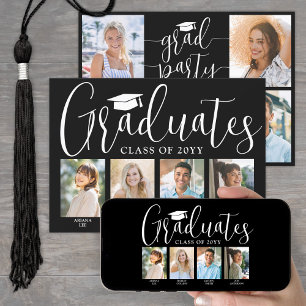 Invitation 4 Grads Photos Joint Graduation Party Black White