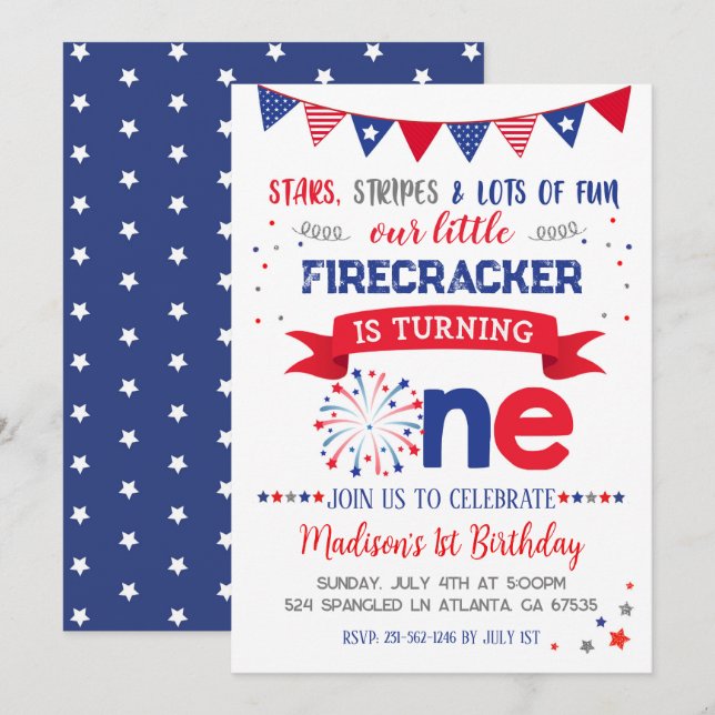 Invitation 4 juillet 1er anniversaire (Devant / Derrière)