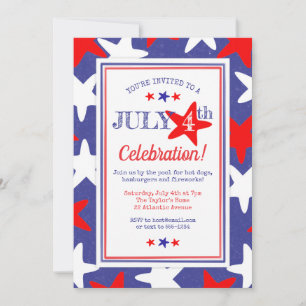 Invitation 4 juillet 4 juillet Fun Stars BBQ Party