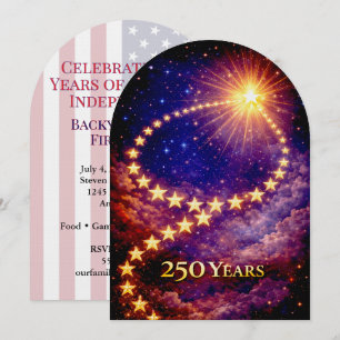Invitation 4 juillet 50 Étoiles 250 Ans USA Barbecue Fête Arc