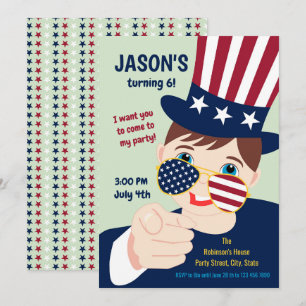 Invitation 4 juillet Anniversaire Boy Party