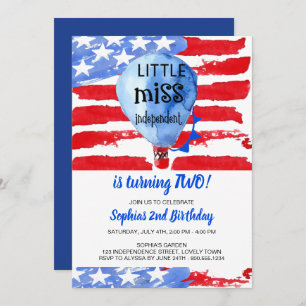 Invitation 4 juillet Anniversaire Indépendant de Little Miss