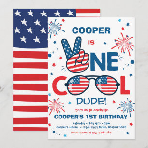 Invitation 4 juillet Anniversaire Un Cool Dude 1er Anniversai