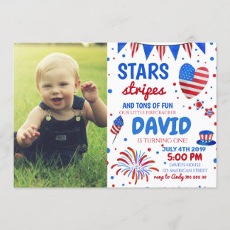 Invitation 4 juillet Baby Boy 1er anniversaire