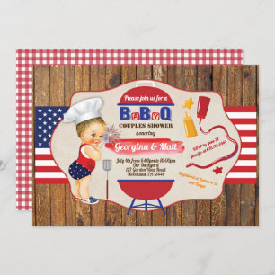 Invitation 4 juillet baby-boys couples douche BBQ party