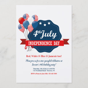 Invitation 4 juillet Ballons