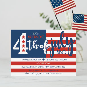 Invitation 4 juillet BBQ American Flag Inspiré