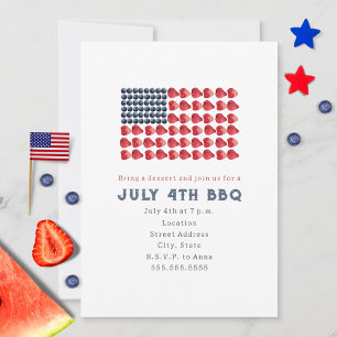 Invitation 4 juillet BBQ Cookout Flag Cake Independence Day