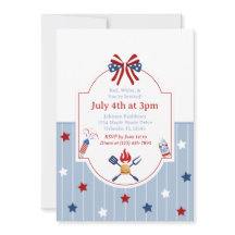 4 juillet BBQ Rouge Blanc Bleu Rayures Patriotique