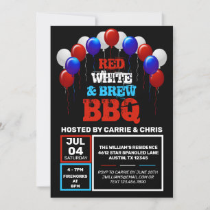 Invitation 4 juillet BBQ Rouge, Blanc & Brûler