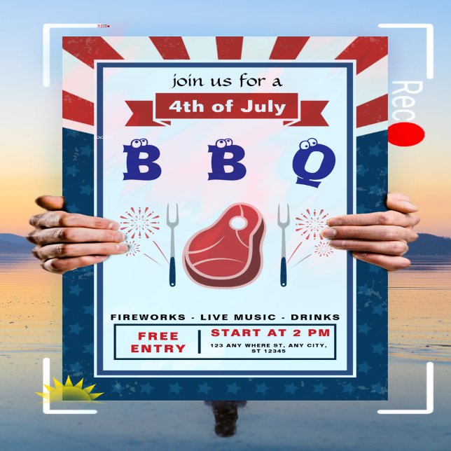 Invitation 4 juillet - Bonne Indépendance - Fête du barbecue (Créateur téléchargé)