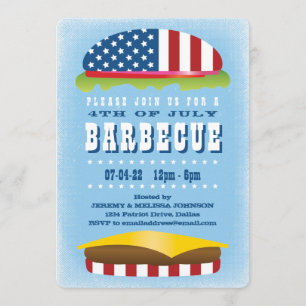 Invitation 4 juillet Burger Patriotique Barbecue