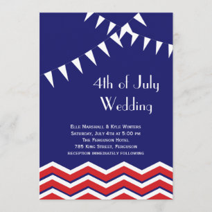 Invitation 4 juillet - Chevrons et drapeaux