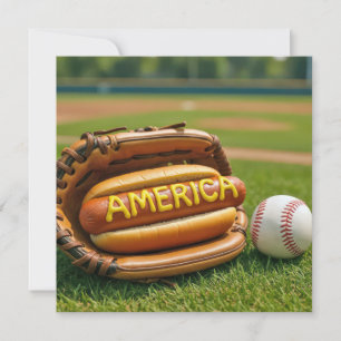 Invitation 4 juillet Chien Chaud En Gant De Baseball