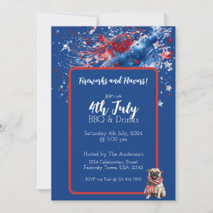 Invitation 4 juillet Chiots Bleu Rouge Blanc