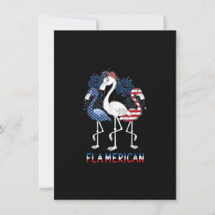 Invitation 4 juillet Drapeau US Funny Flamant rose patriotiqu