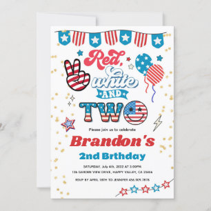 Invitation 4 juillet Enfant 2e anniversaire fête Sourire visa
