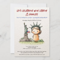 Invitation 4 juillet Enfants - Liberté Cute