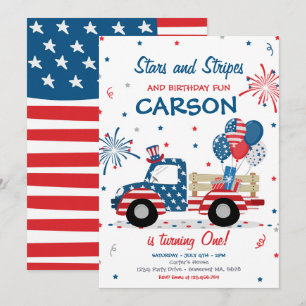 Invitation 4 juillet Étoiles Grandes Et Amusement D'Anniversa