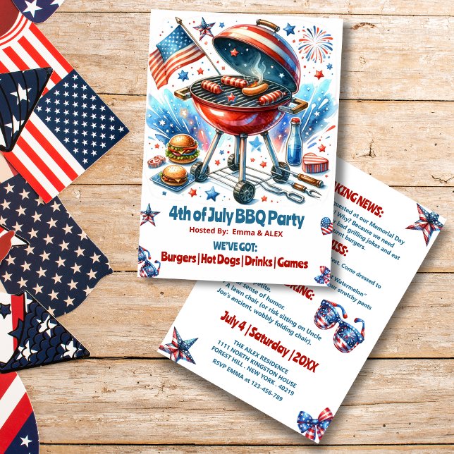 Invitation 4 juillet Famille Réunion Bakyard Bq Party (Créateur téléchargé)