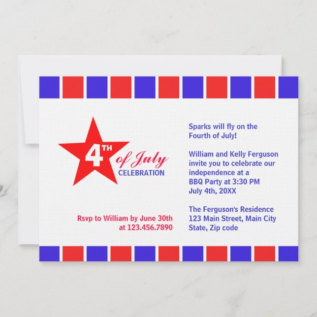 Invitation 4 juillet fête (Devant)